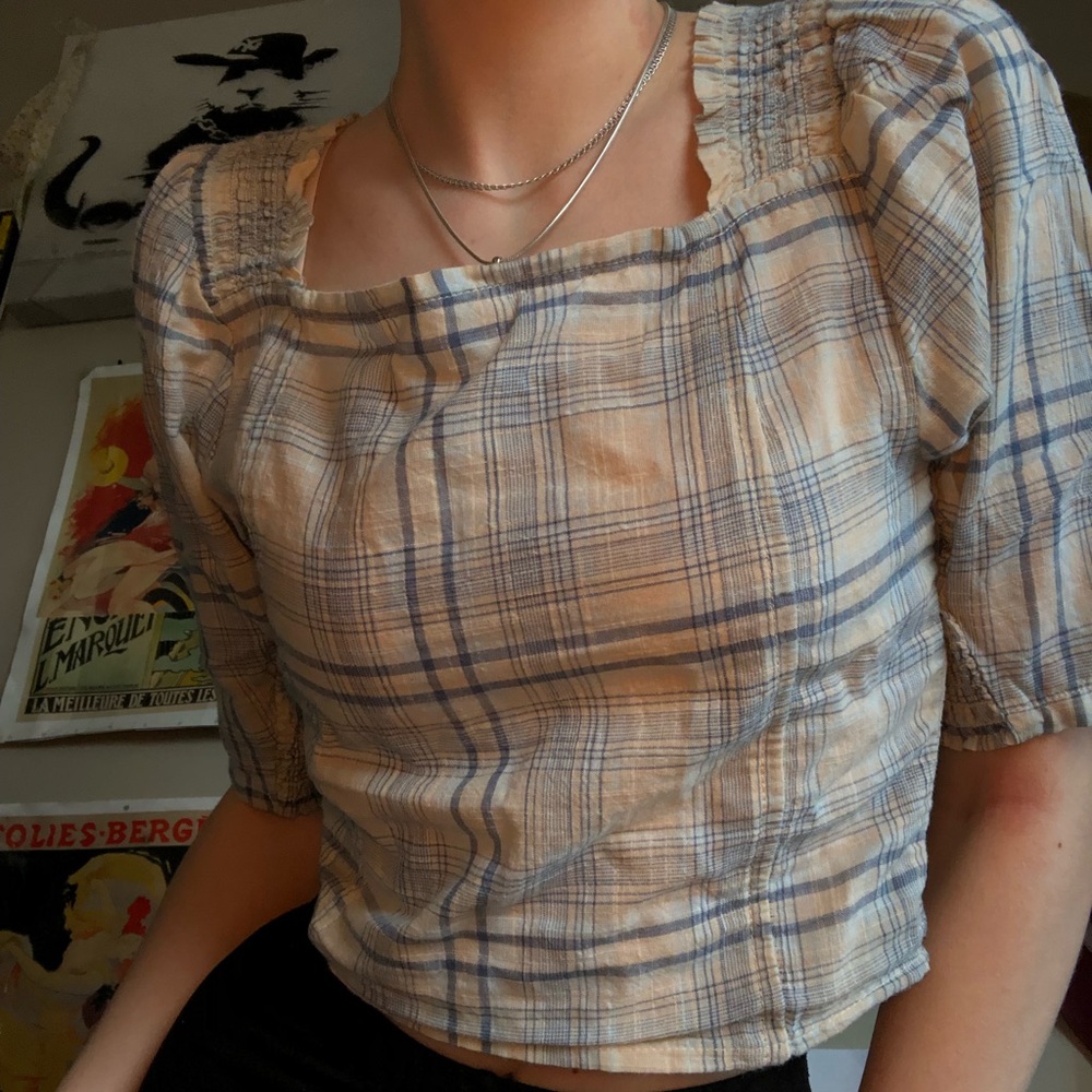 Flannel cropped shirt